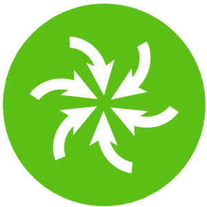 A green circle icon with six swirling arrows pointing towards the middle representing Employee Vulnerability Assessment (EVA).