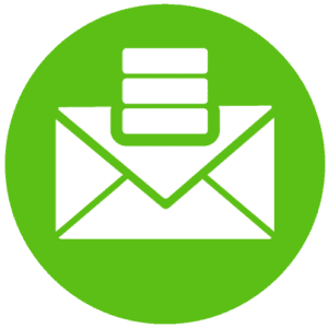 An email icon in a green circle representing Microsoft 365's email archiving feature.