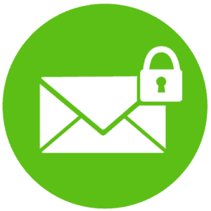 A green circle icon with an envelope and a padlock representing email encryption with Microsoft 365.