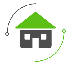Icon of a house surrounded by a circle representing fully managed IT services.