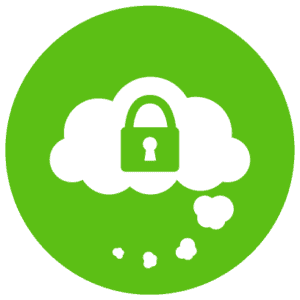 Cloud icon with padlock representing maintaining a proactive cybersecurity mindset in the financial industry.