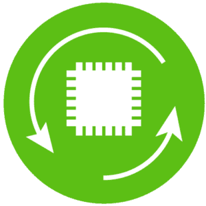 A patch icon with arrows surrounding it representing patch management as an IT service.