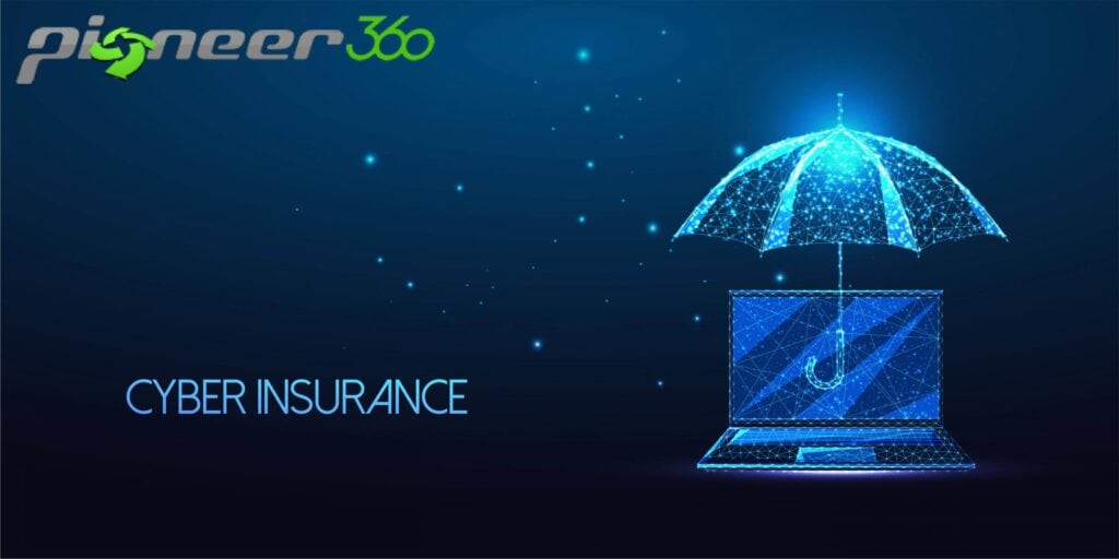 A laptop with an umbrella and the words cyber insurance.